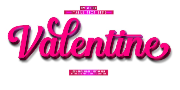 Editable text effect in pink valentine style