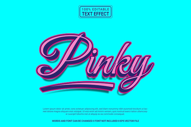 Редактируемый текстовый эффект Pinky 3d мультфильм шаблон стиля современный премиум вектор