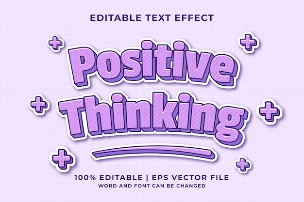 Editable text effect - positive thinking cartoon template style premium vector