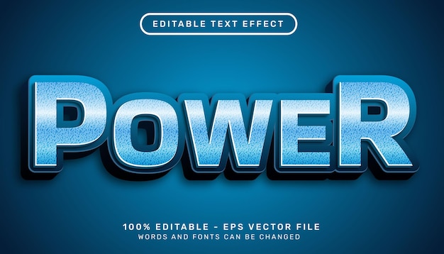 Редактируемый текстовый эффект power blue color 3d style concept