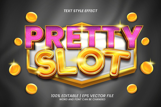 Vector editable text effect pretty slot 3d bold