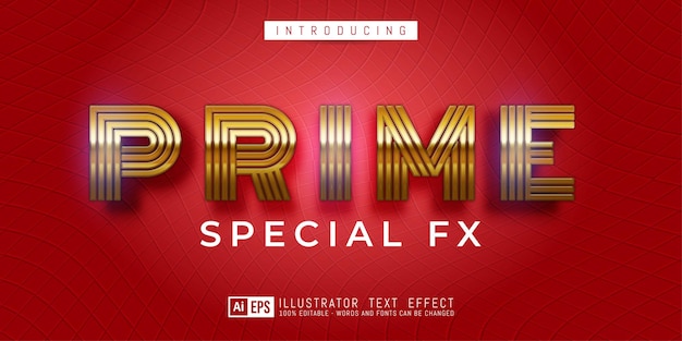 Editable text effect prime gold effect text style concept