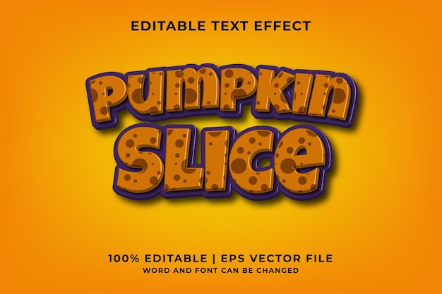 Editable text effect - Pumpkin Slice 3d template style premium vector