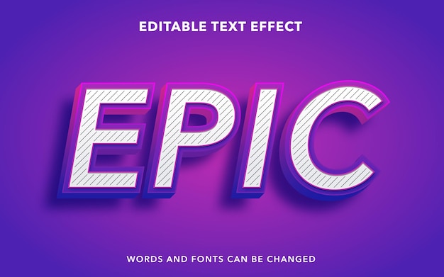 Editable text effect for purple epic