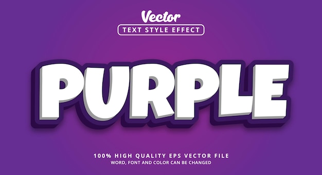 Editable text effect Purple on layered white and purple color style