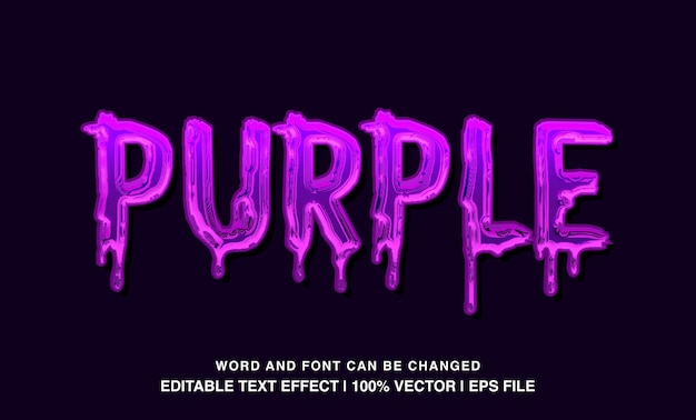 Vector editable text effect purple sticky texture typeface