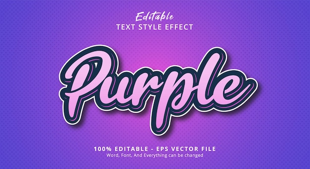 Editable text effect, purple text effect template