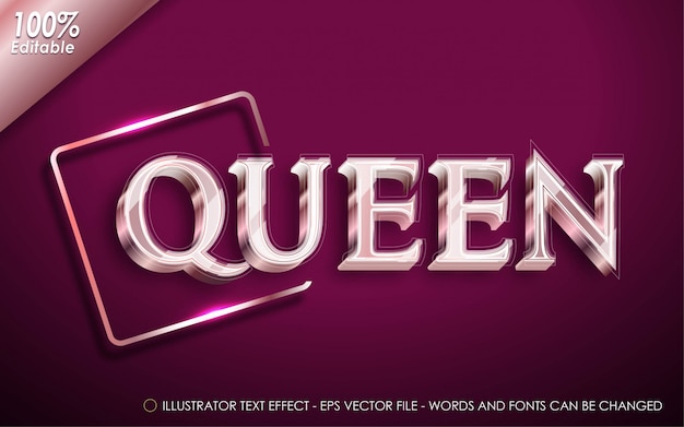 Vector editable text effect, queen style illustrations