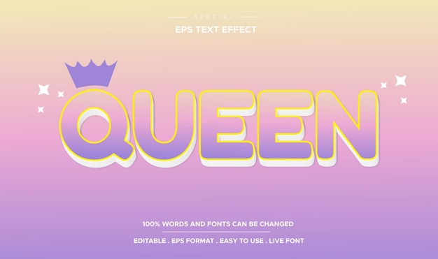 Editable text effect queen style