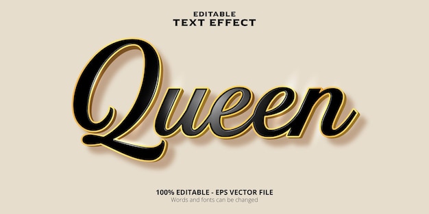 Editable text effect queen text