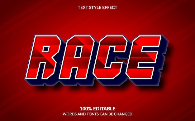 Editable text effect, racing red text style