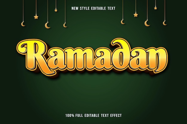 Vector editable text effect ramadan color yellow and brown