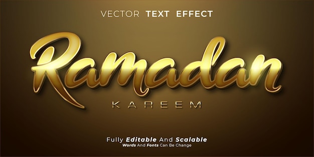 Editable text effect ramadan kareem on luxury gold design