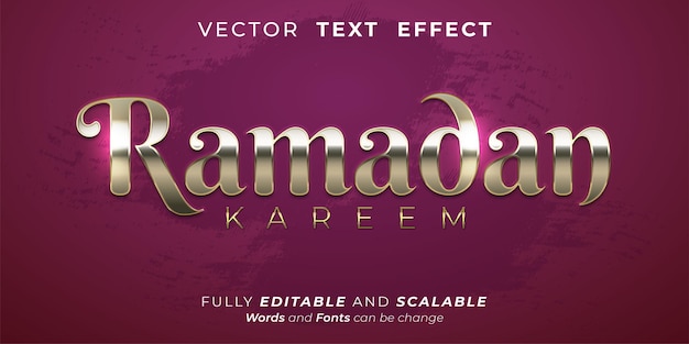 Editable text effect Ramadan kareem shine effect text 3d style concept