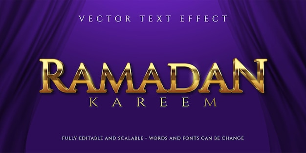 Editable text effect ramadan kareem with luxury style lettering