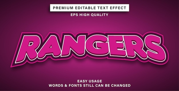 Editable text effect rangers