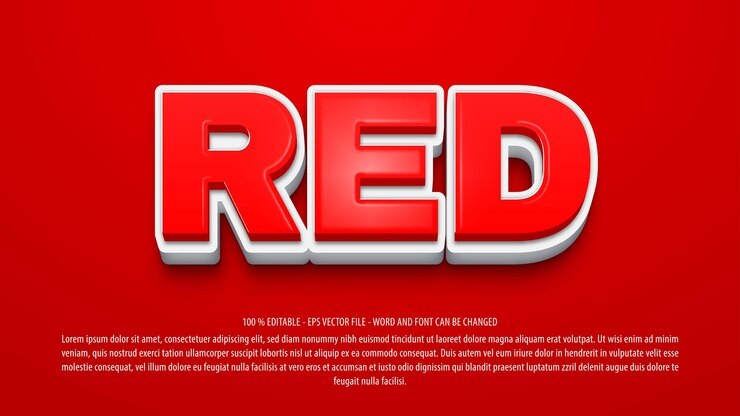 Vector editable text effect red 3d style