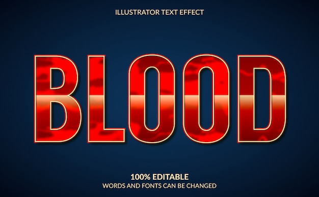 Editable text effect, red blood text style