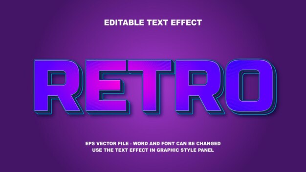 editable text effect retro 3d vector template