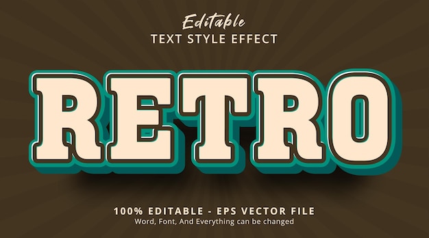 Vector editable text effect, retro text on army vintage color style effect