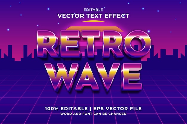 Editable text effect retro wave 3d 80s template style premium vector