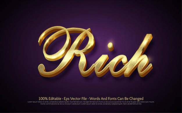 Editable text effect Rich Gold style