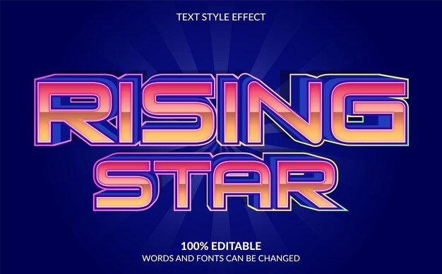 Editable text effect rising star text style