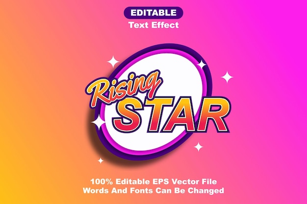 Editable text effect rising star