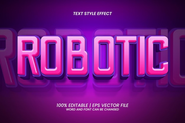 Editable text effect Robotic 3D Game Style