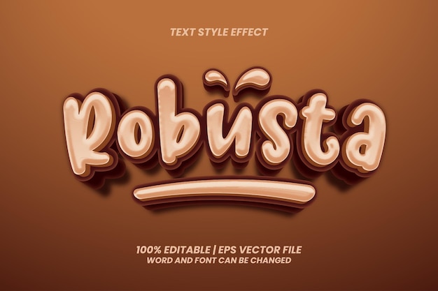 Vettore effetto testo modificabile caffè robusta in stile 3d