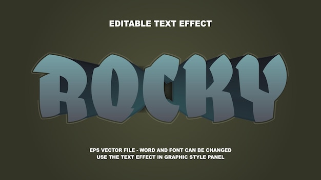 Vector editable text effect rocky 3d vector template