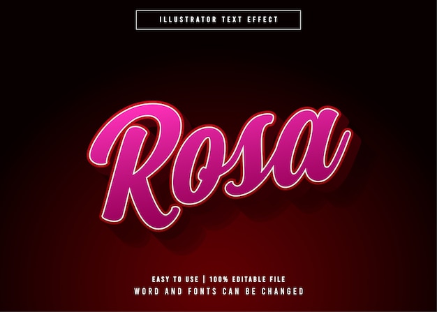 Editable text effect - rosa pinky font style