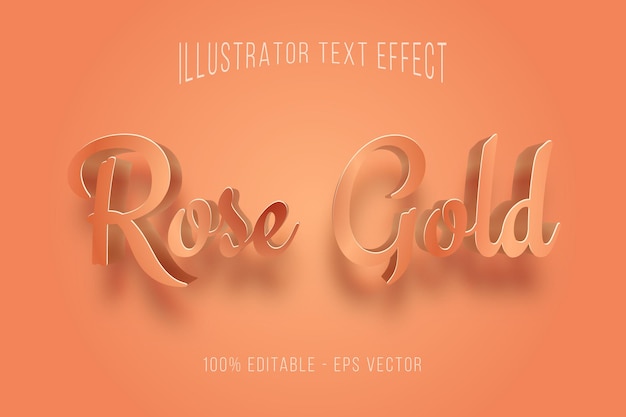 Editable text effect Rose Gold text style eps vector