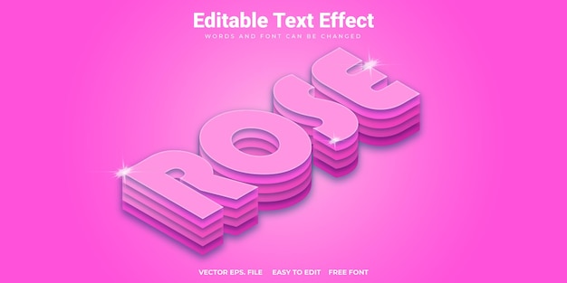 Editable text effect, rose pink text style