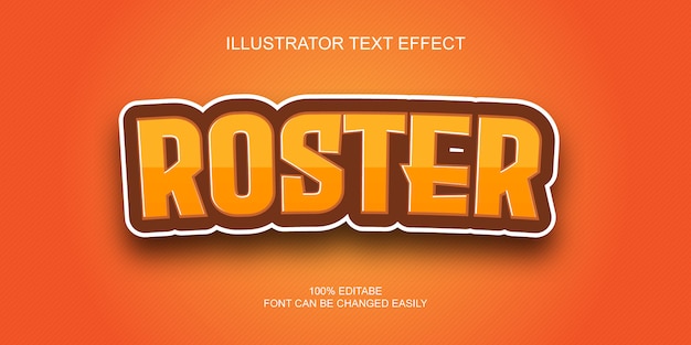 Editable text effect - Roster style 