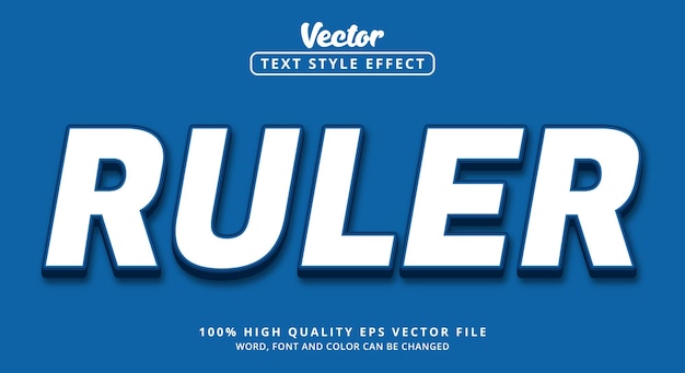 Editable text effect ruler text with layered style and color blue style modern style