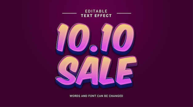 editable text effect sale modern bold style violet soft yellow color