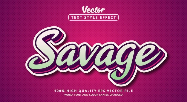 Vector editable text effect, savage text on comic color layered style