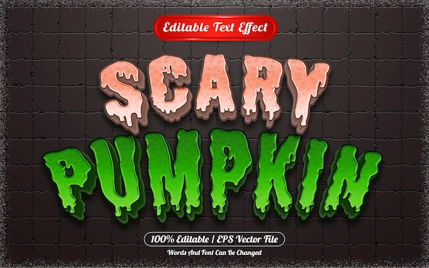 Editable text effect scary pumpkin halloween themed