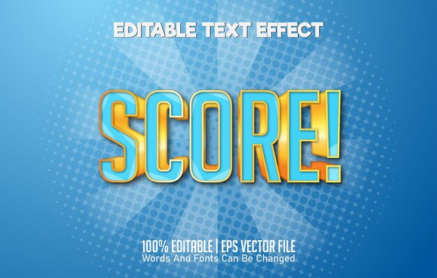 Editable text effect  score blue and gold template style