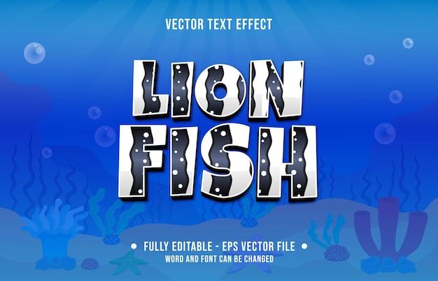 Editable text effect sea ocean fish pattern theme style for digital and print media template