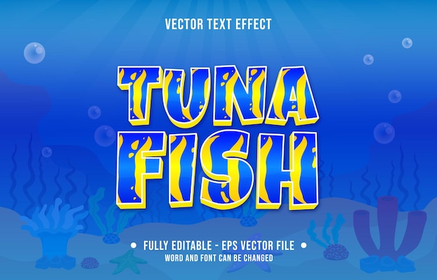 デジタルおよび印刷メディアテンプレートの編集可能なテキスト効果海の海の魚のパターンのテーマスタイル
