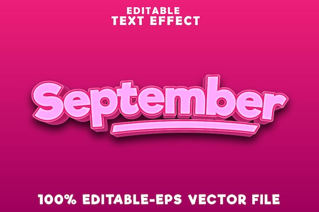 Editable text effect september with modern and glow style