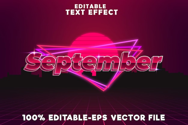 Editable text effect September with retro style