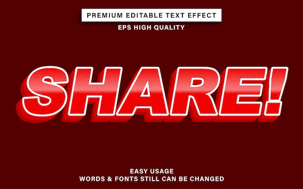 Editable text effect share with red color