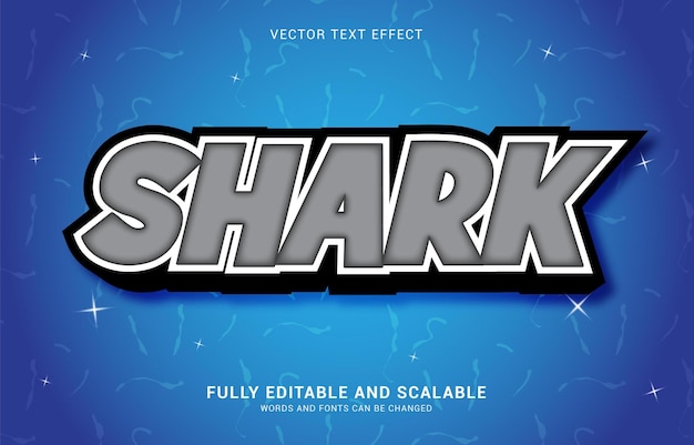 Vector editable text effect shark style