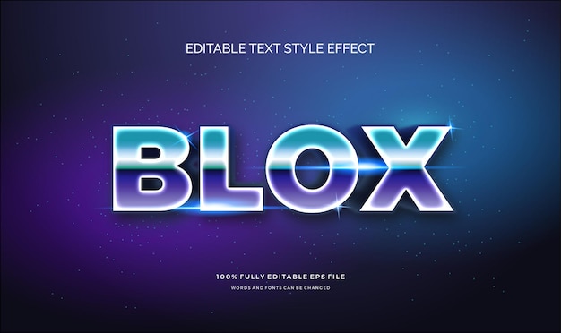 Редактируемый текстовый эффект блестящий хром и синий. эффект стиля текста.