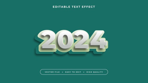 Editable text effect Silver 2024 text on green background