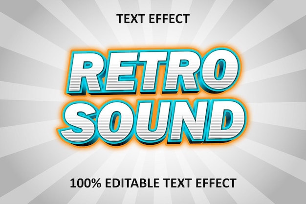 Editable text effect silver blue orange retro