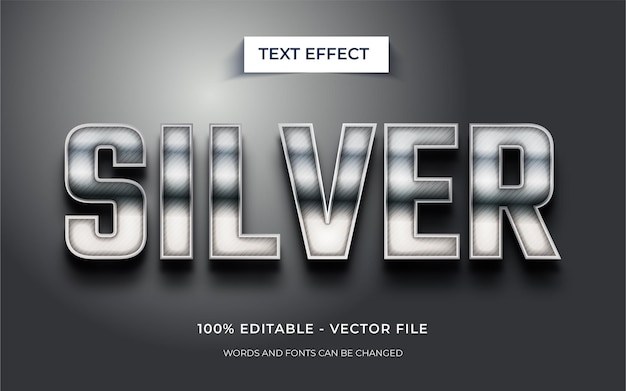 Editable text effect Silver text effect